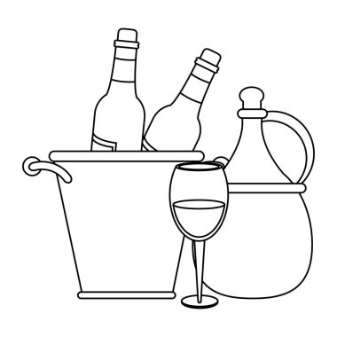 Şarap şişeleri ve buz kovası tasarımı