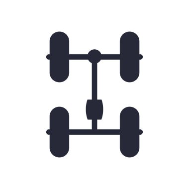 araba şasisi ve tekerlek montaj parçası simgesi düz