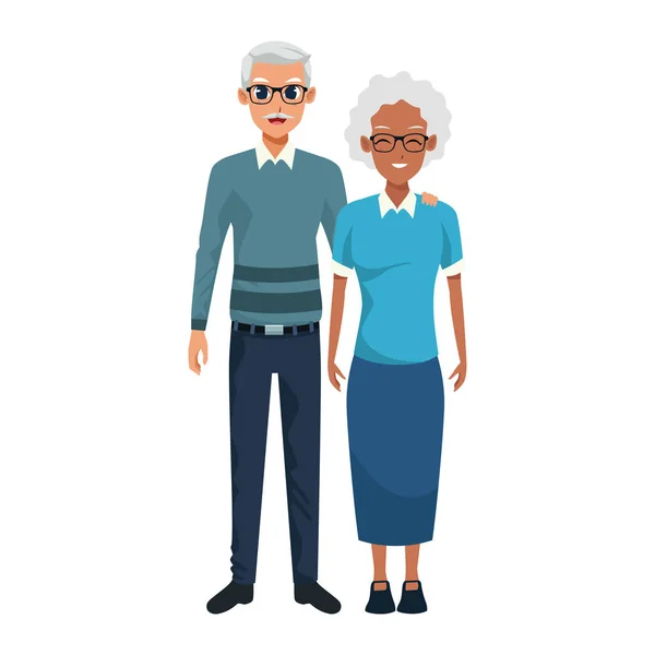 Viejo hombre y mujer de pie icono — Vector de stock