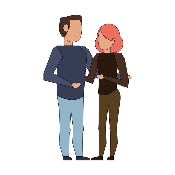 Paar liefde jong relatie cartoon — Stockvector