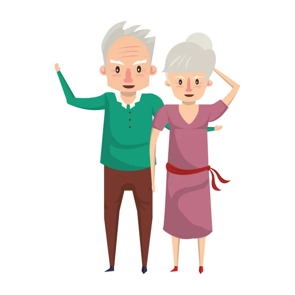 Abuelos ancianos ancianos dibujos animados — Vector de stock