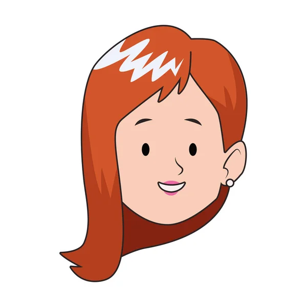 Icono de la cara de la mujer de dibujos animados, diseño plano — Vector de stock