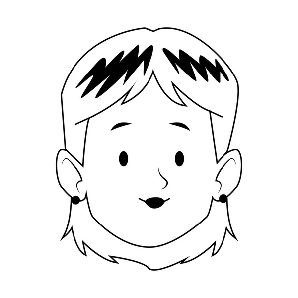 Icono de la cara de la mujer de dibujos animados, diseño plano — Archivo Imágenes Vectoriales