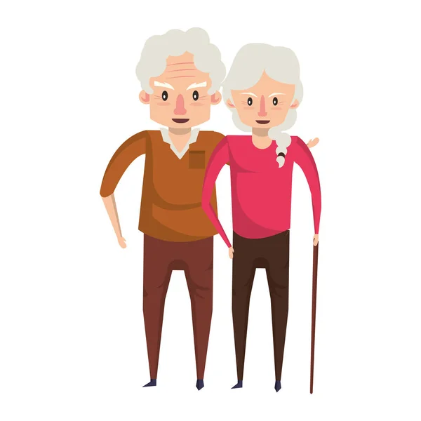 Бабуся і дідусь старші старі люди мультфільм — стоковий вектор