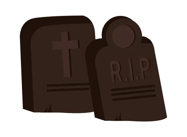 Cimetière d'Halloween cimetière icône isolée — Image vectorielle