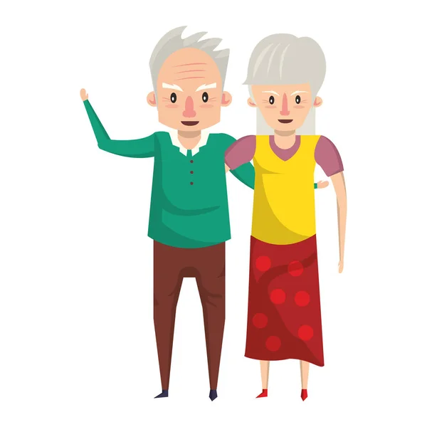 Abuelos ancianos ancianos dibujos animados — Vector de stock