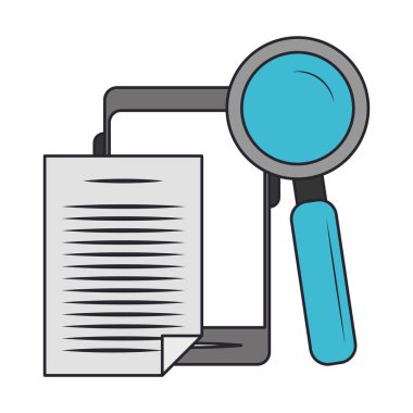 büyüteç ve akıllı telefon izole simgesi