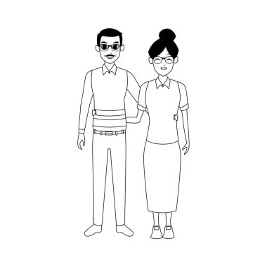 Mutlu çift ayakta ikon, düz tasarım