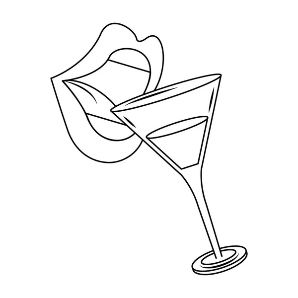 Lippen und Cocktail-Drink — Stockvektor