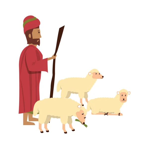 Mutlu noel doğuş hıristiyan karikatür — Stok Vektör