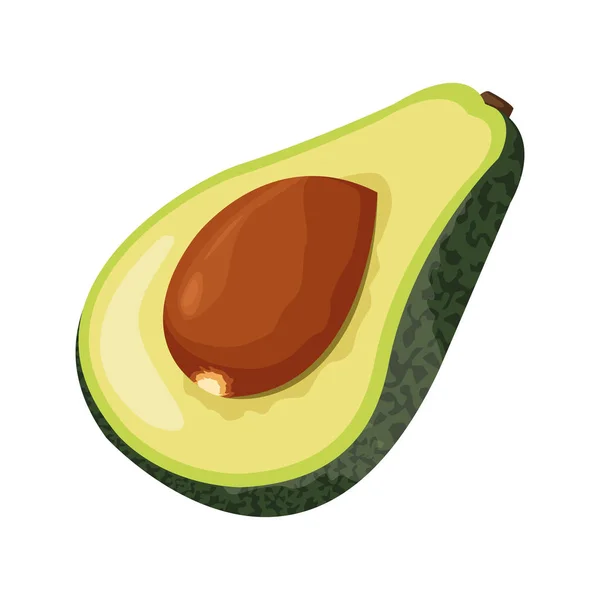 Half avocado icoon, plat ontwerp — Stockvector