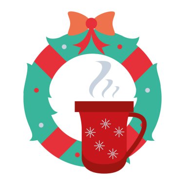 Mutlu Noeller çelenk tacı ile çikolata kupası