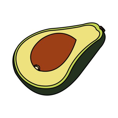 Yarı avokado simgesi, düz tasarım