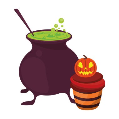 Cadılar Bayramı 'nda cadı kazanlı tatlı kek.