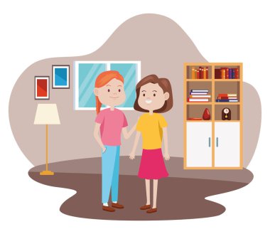 Evdeki genç kadın karakterler