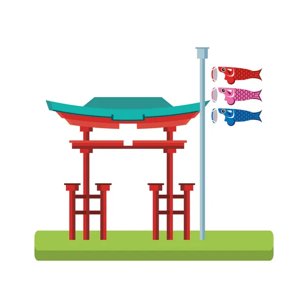Projeto japonês da bandeira koinobori — Vetor de Stock