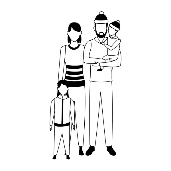 Avatar keluarga dan anak-anak, desain datar - Stok Vektor