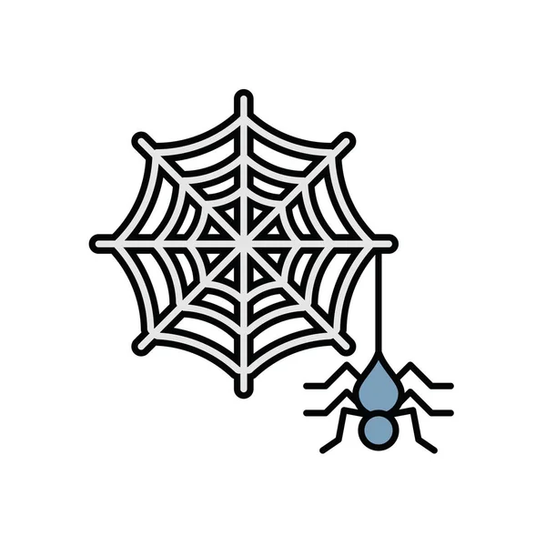 Spiderweb-Halloween-Linie Stilikone — Stockvektor