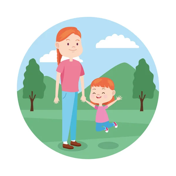 Donna e bambina icona, design colorato — Vettoriale Stock