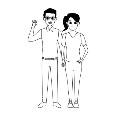 Mutlu çift ayakta ikon, düz tasarım