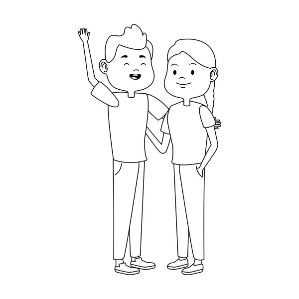 Cartoon teen couple icon, flaches design — Stockvektor