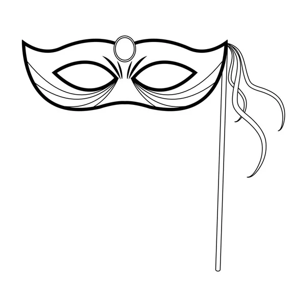 Mardi-Gras-Maske auf Stick-Symbol, flaches Design — Stockvektor
