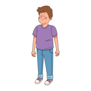 Genç çocuk ayakta ikon, düz tasarım