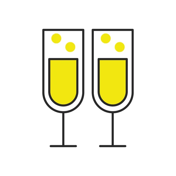 Kubki szampana pić izolowane ikona — Wektor stockowy