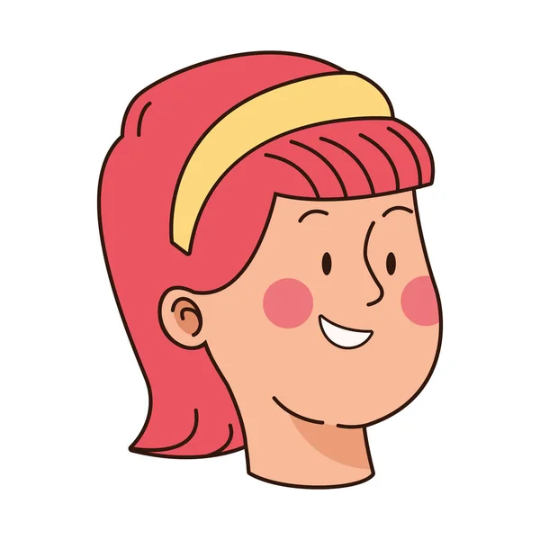 Мультяшная девочка-подросток с повязкой на голове, плоский дизайн — стоковый вектор