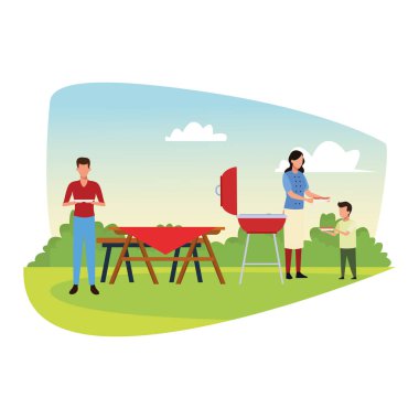 bbq ve piknik açık havada, renkli tasarım