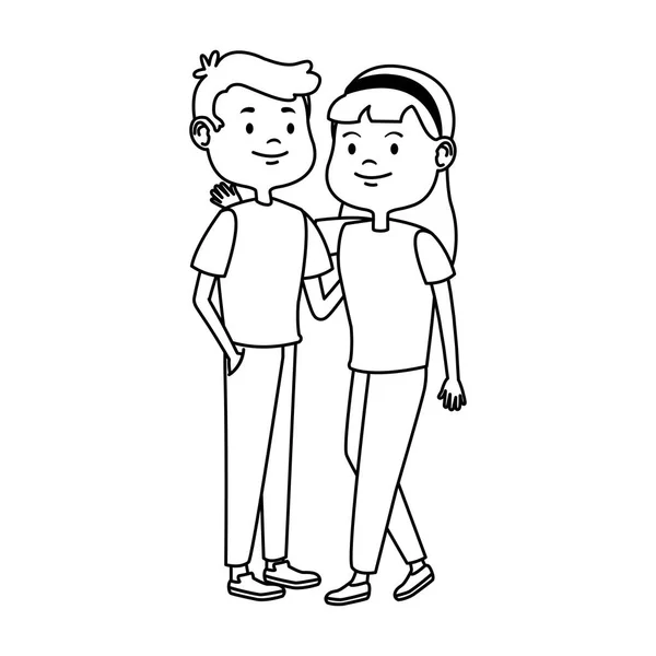 Cartoon teenage couple icon, flat design — 스톡 벡터