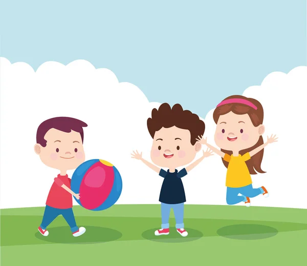 Kreskówki szczęśliwy dzieci, kolorowy design — Wektor stockowy