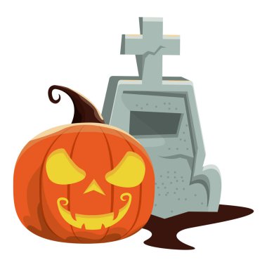 Mezarlık ile Cadılar Bayramı balkabağı