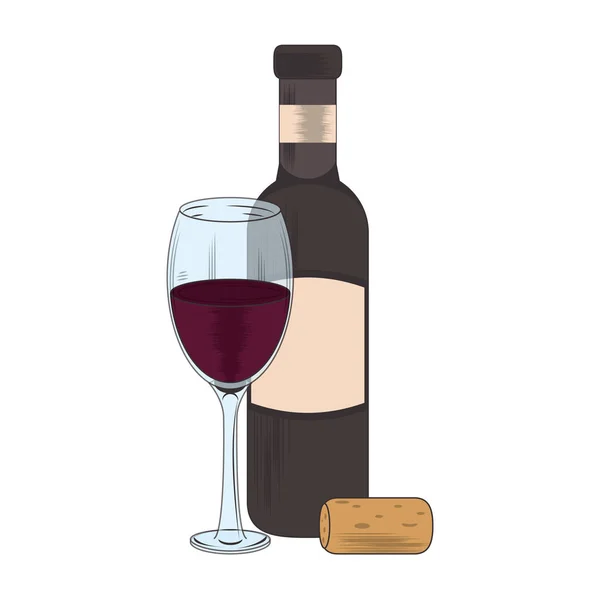 Wineglass and corkscrew utensil icon design — 스톡 벡터