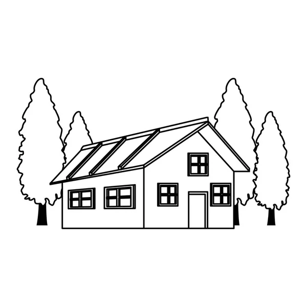 Pinos y casa icono de diseño — Vector de stock