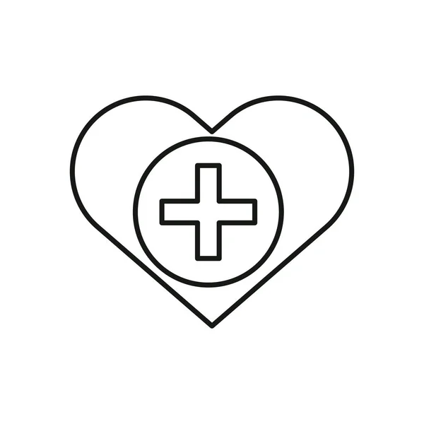 Coeur amour avec symbole plus — Image vectorielle