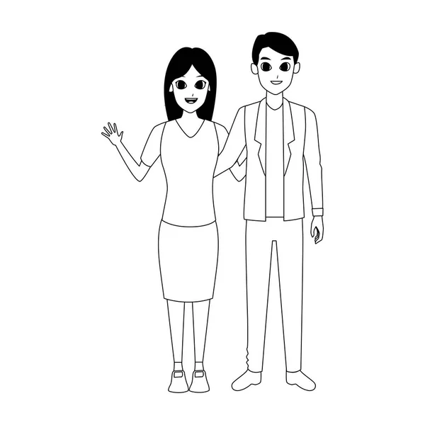 Cartoon adult couple icon, flat design — 스톡 벡터