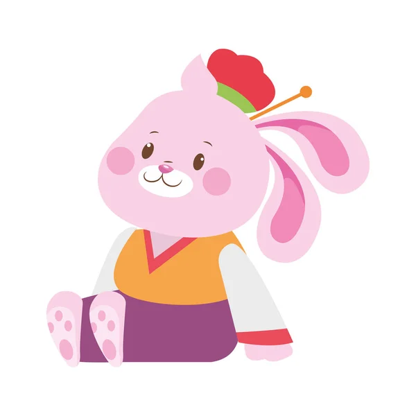 Cartoon Rabbit icona seduta, design piatto — Vettoriale Stock