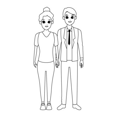 çizgi film çifti birlikte simge, düz tasarım