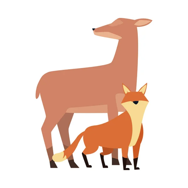 Veados de desenhos animados e design de raposa — Vetor de Stock