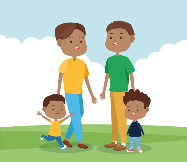 Szczęśliwa rodzina z synami w parku w parku — Wektor stockowy