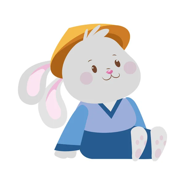 Cartoon bunny sitting icon, flat design — Stock Vector