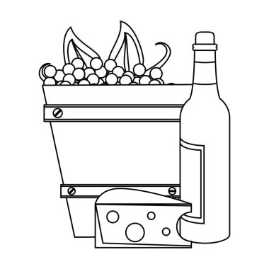 Şarap ikonları dizaynlı ahşap kova.