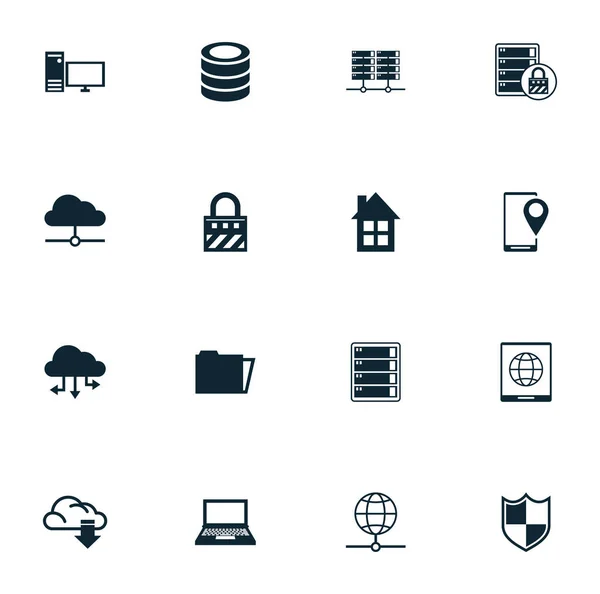 Bundle of data center set icons — Stock Vector