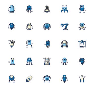 Bir yığın robot cyborg simgeleri