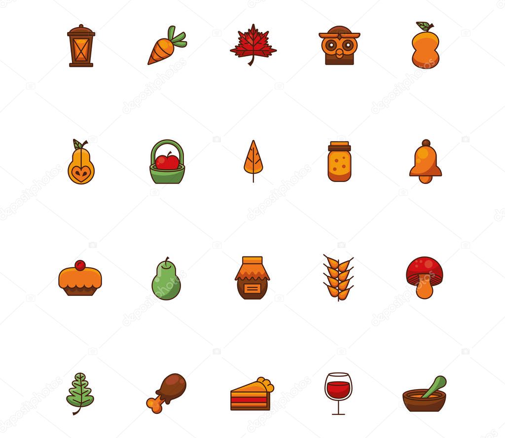 bundle of thanksgiving set icons