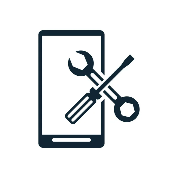 Smartphone con destornillador y herramientas de reparación de llaves — Vector de stock