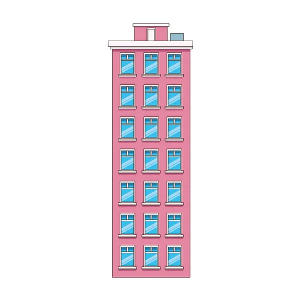 Tall city building icon, flat design — 스톡 벡터