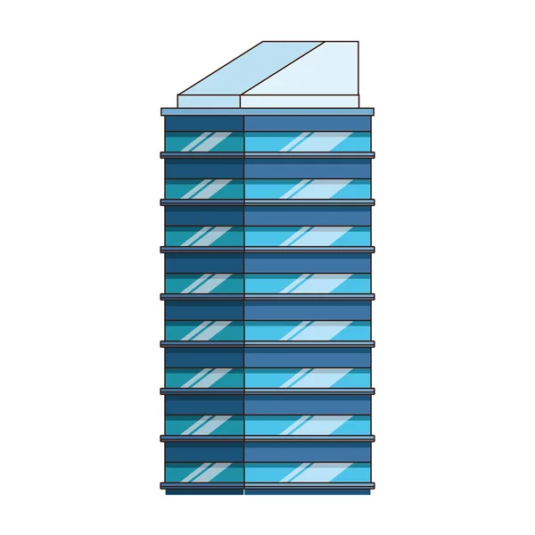 Moderno icono del edificio de la ciudad, diseño plano — Archivo Imágenes Vectoriales