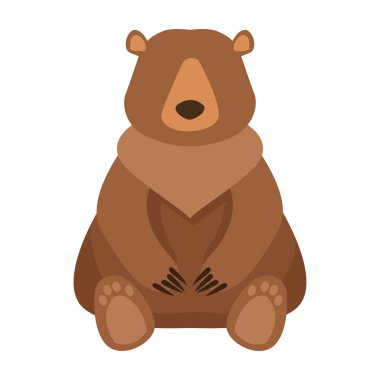 Çizgi film, vahşi ayı, renkli düz tasarım.